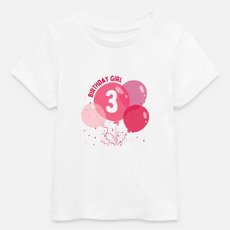 Fille d’anniversaire 3ème anniversaire - T-shirt bébé bio Stanley/Stella - blanc