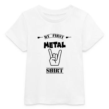 BABY GEBOORTE ZWANGERE ZOON DOCHTER METALEN T-SHIRT - Baby t-shirt biologisch Stanley/Stella - wit - Voor