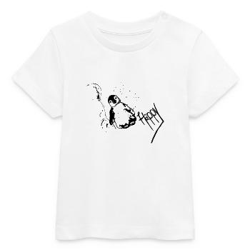 Happy der kleine Pinguin in Schwarz - Baby Organic T-Shirt Baby Creator von Stanley/Stella - Weiß - Vorne