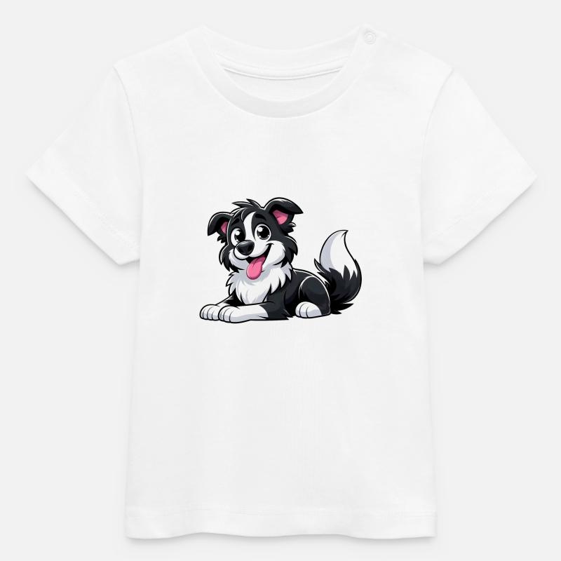 border collie 4 - T-shirt bébé bio Stanley/Stella - blanc
