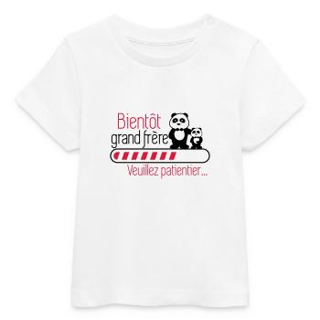 Bientôt grand-frère - Futur frère - Grand frèr - T-shirt bébé bio Stanley/Stella - blanc - Devant