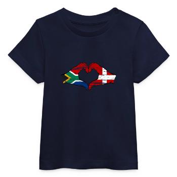 Afrique du Sud Danemark drapeau mains forme de coeur utilisé - T-shirt bébé bio Stanley/Stella - blanc - Devant