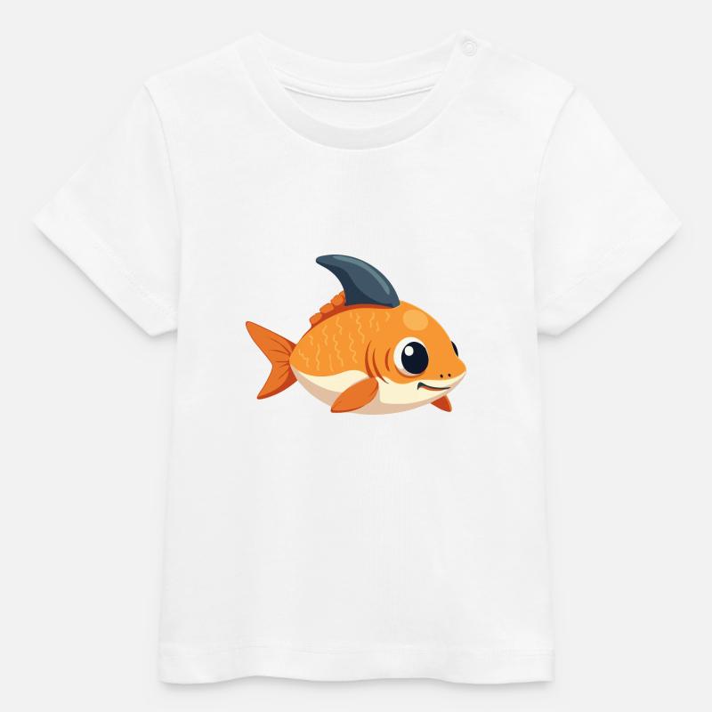 Poisson rouge avec aileron de requin – Osez la différence - T-shirt bébé bio Stanley/Stella - blanc