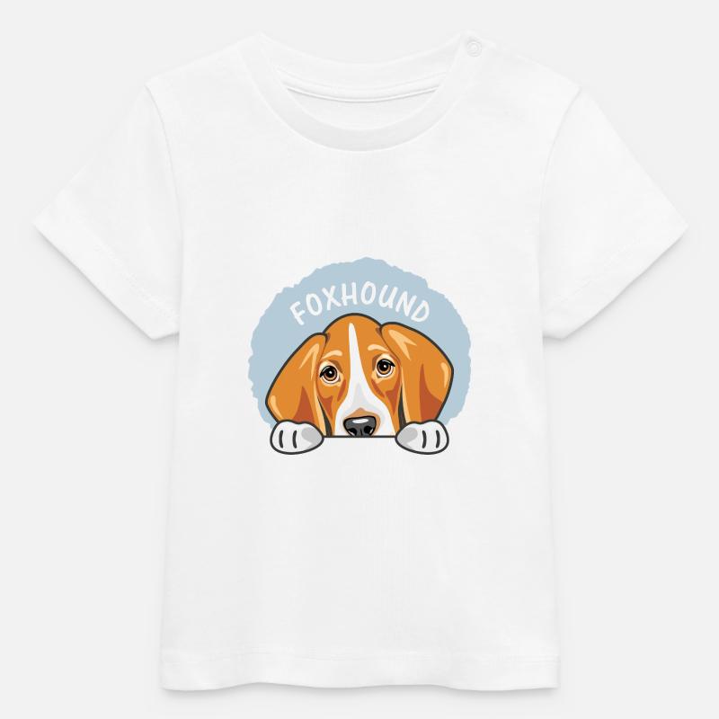 Coup d’œil mignon foxhound triste - T-shirt bébé bio Stanley/Stella - blanc