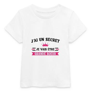 Ho un segreto, diventerò una sorella maggiore - T-shirt neonato bio di Stanley/Stella - bianco - Fronte