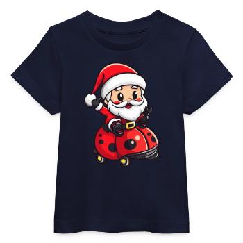 coccinelle Père Noël dessin animé - T-shirt bébé bio Stanley/Stella - blanc - Devant