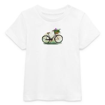 Bicycle with flowers - Stanley/Stella baby t-shirt økologisk - hvid - Foran