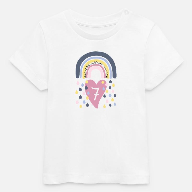 Rainbow 7ème anniversaire Enfant - T-shirt bébé bio Stanley/Stella - blanc