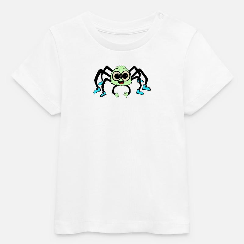 Dessin animé d’araignée mignonne – Motif d’animal insecte mignon - T-shirt bébé bio Stanley/Stella - blanc