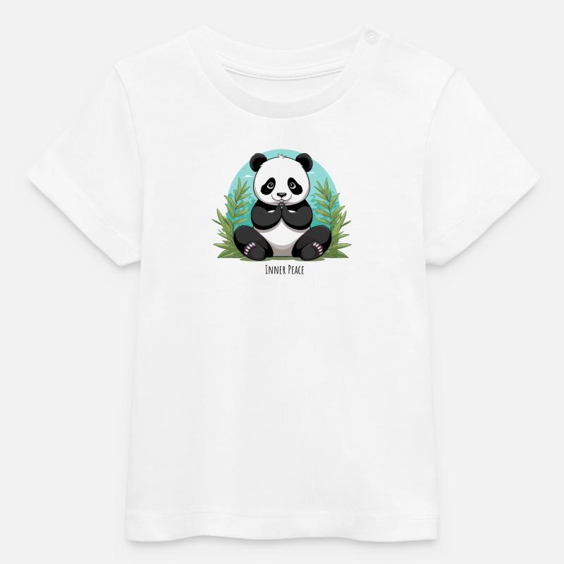Paix intérieure – Panda méditant - T-shirt bébé bio Stanley/Stella - blanc