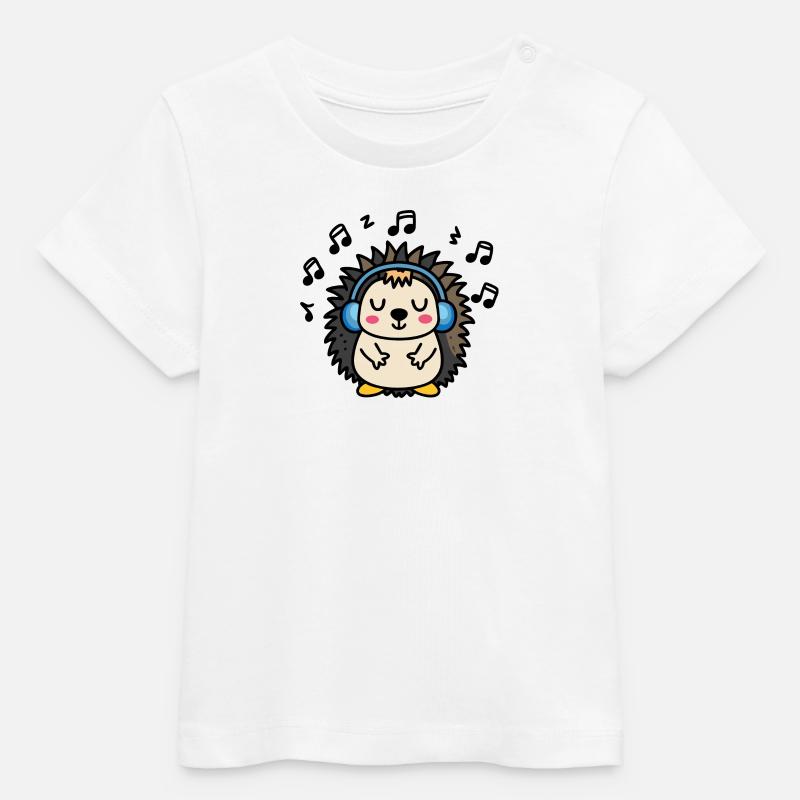 DJ Jeżyk – vibration rythmique à la manière d’un hérisson - T-shirt bébé bio Stanley/Stella - blanc