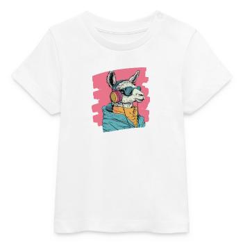 Lama Kopfhörer - Baby Organic T-Shirt Baby Creator von Stanley/Stella - Weiß - Vorne