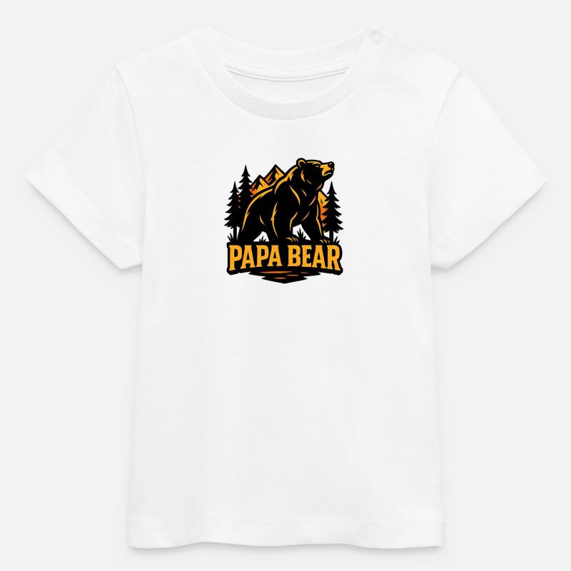 Papa Bear ours puissant forêt - T-shirt bébé bio Stanley/Stella - blanc