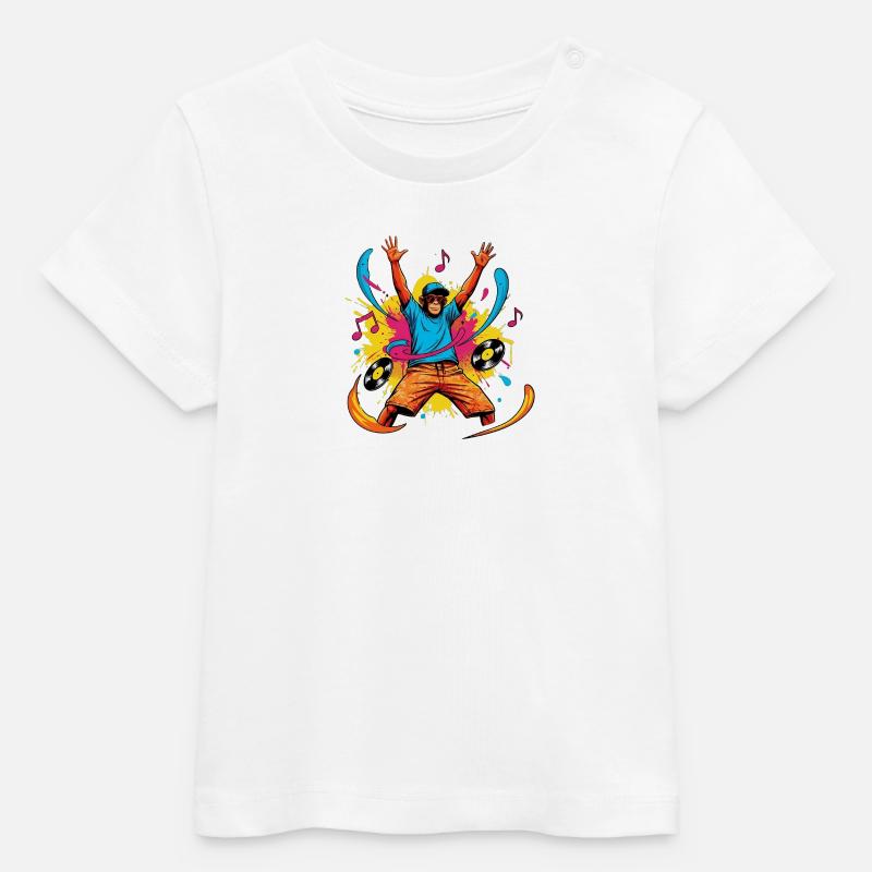 Funky_Monkey_DJ - T-shirt bébé bio Stanley/Stella - blanc