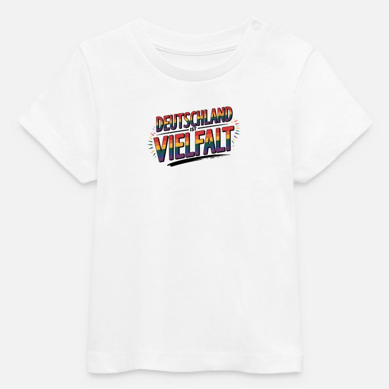 L’Allemagne, c’est la diversité - Logo Cool Pride - T-shirt bébé bio Stanley/Stella - blanc