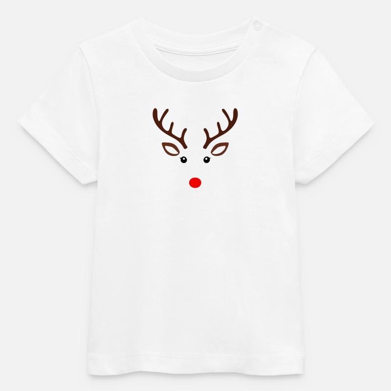 Visage minimal de renne - T-shirt bébé bio Stanley/Stella - blanc
