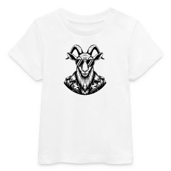 Chèvre cool avec des lunettes de soleil – Art au trait - T-shirt bébé bio Stanley/Stella - blanc - Devant