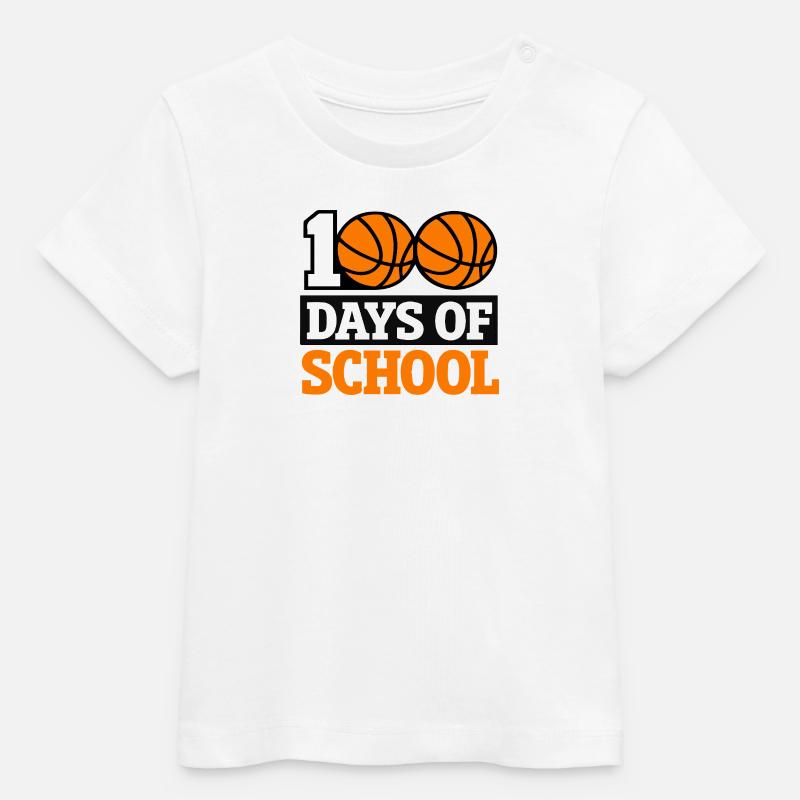 100 jours de conception scolaire du basket-ball - T-shirt bébé bio Stanley/Stella - blanc