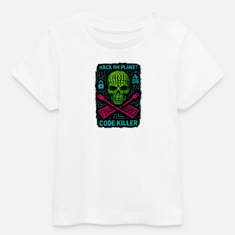 Hack the Planet Code Killer - Cybersécurité - T-shirt bébé bio Stanley/Stella - blanc