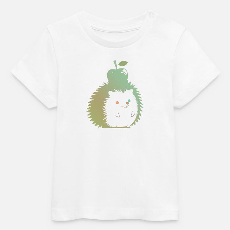 Hérisson Pastel avec Pomme - T-shirt bébé bio Stanley/Stella - blanc
