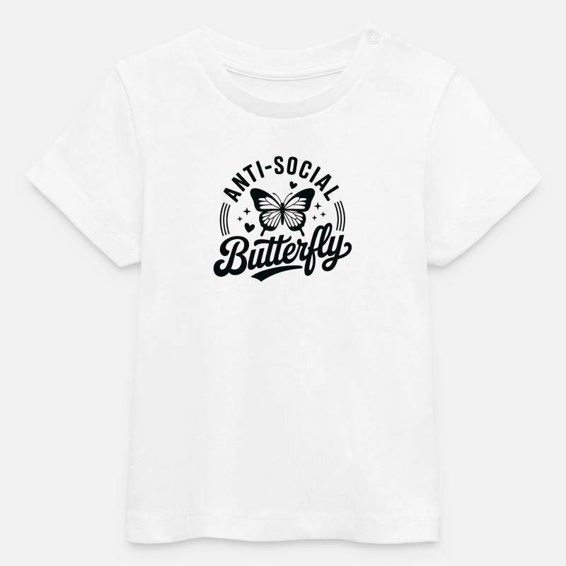 Papillon antisocial - T-shirt bébé bio Stanley/Stella - blanc