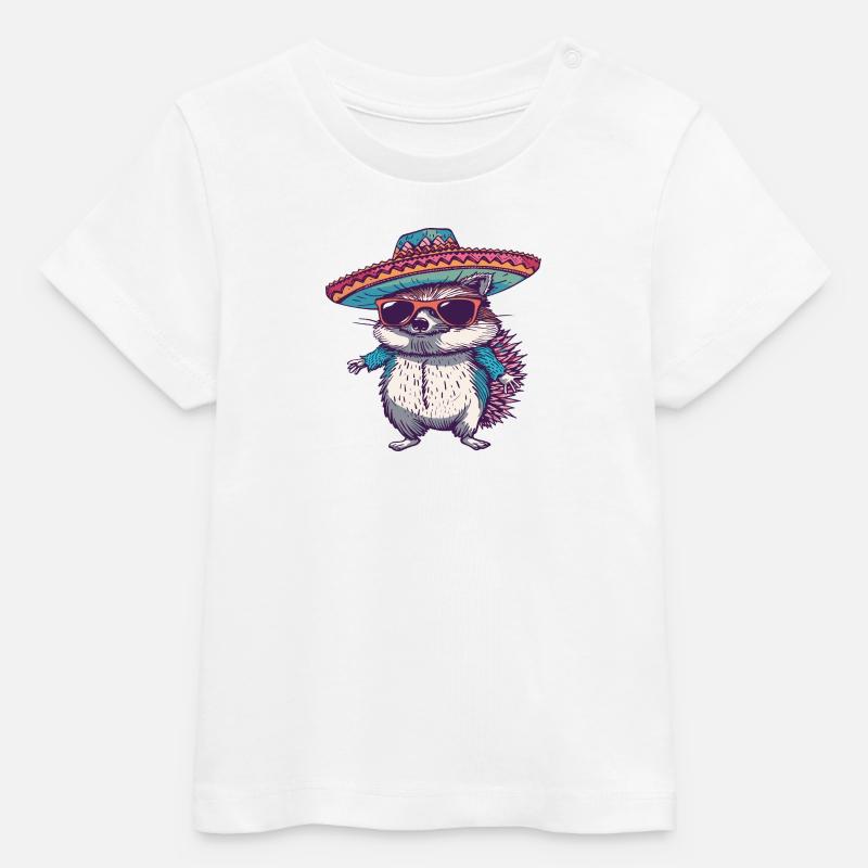 Sombrero comique drôle de hérisson - T-shirt bébé bio Stanley/Stella - blanc