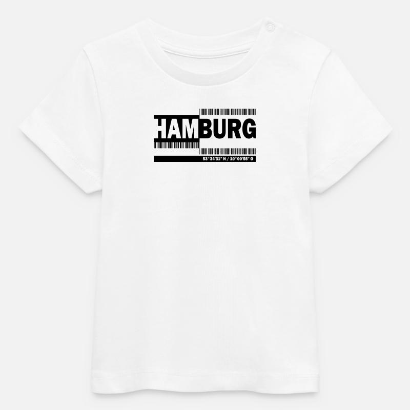 HAMBOURG - code-barres - T-shirt bébé bio Stanley/Stella - blanc