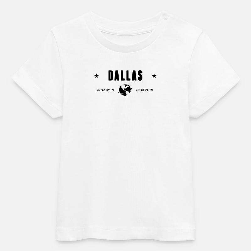 Dallas, Texas, Coordonnées de la planète Terre - T-shirt bébé bio Stanley/Stella - blanc