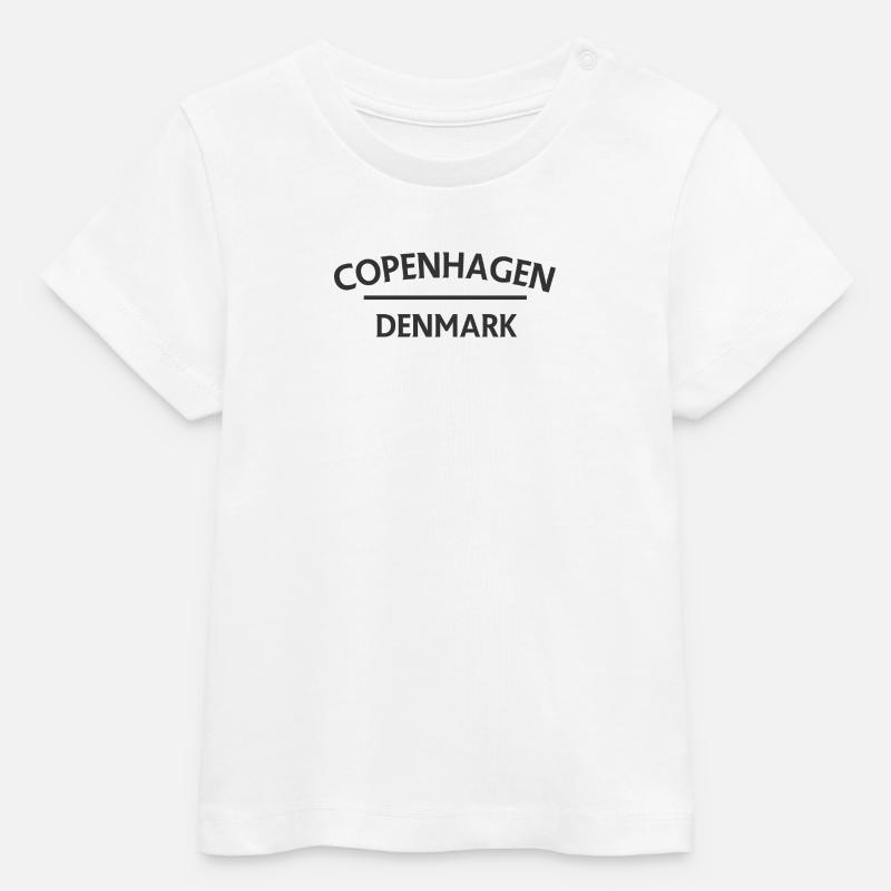 Copenhague – Danemark Textdesign - T-shirt bébé bio Stanley/Stella - blanc