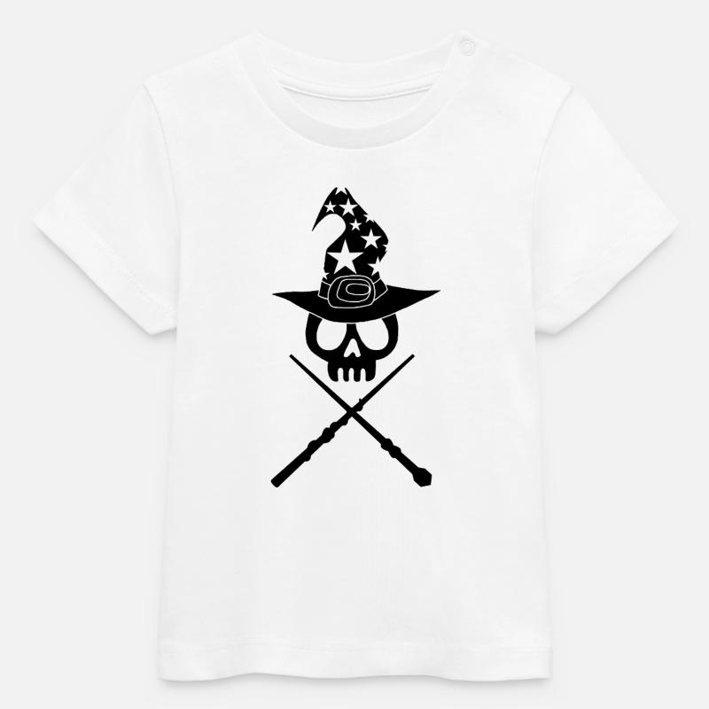 Crâne du magicien noir - T-shirt bébé bio Stanley/Stella - blanc