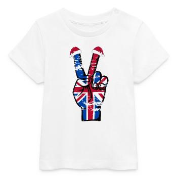 Drapeau britannique Noël symbole de la paix utilisé - T-shirt bébé bio Stanley/Stella - blanc - Devant