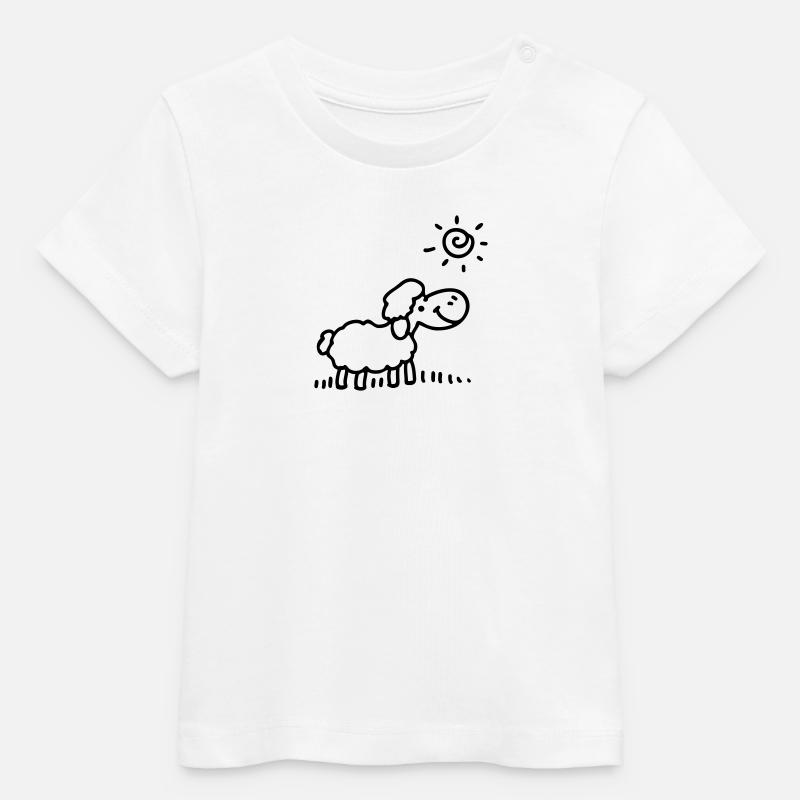 Moutons soleil - ligne - T-shirt bébé bio Stanley/Stella - blanc