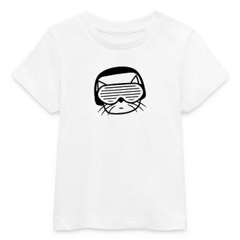 DJ Cat Head Face Party Club Musique Animal de compagnie - T-shirt bébé bio Stanley/Stella - blanc - Devant