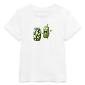 Cornichon réagissant à un pot de cornichons - Amateurs de cornichons - T-shirt bébé bio Stanley/Stella - blanc - Devant