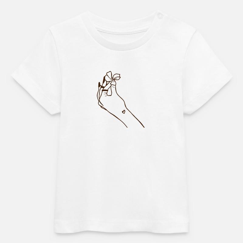 Main avec fleur - T-shirt bébé bio Stanley/Stella - blanc