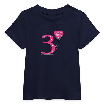 3 Anniversaire Joyeux anniversaire - T-shirt bébé bio Stanley/Stella - marine - Devant
