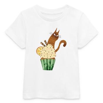 Cute Cupcake Cat Design Funny Kawaii Cat Food - Baby Organic T-shirt by Stanley/Stella - white - Front
