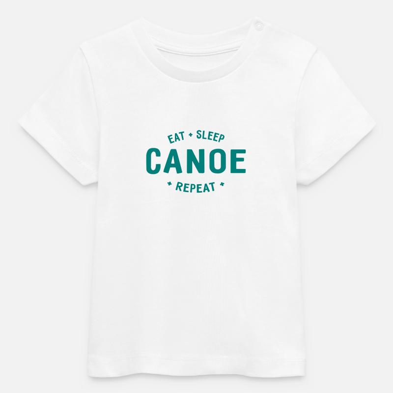 Manger dormir Canoë Répéter - Pagayer - Pagayer - Canoë - T-shirt bébé bio Stanley/Stella - blanc