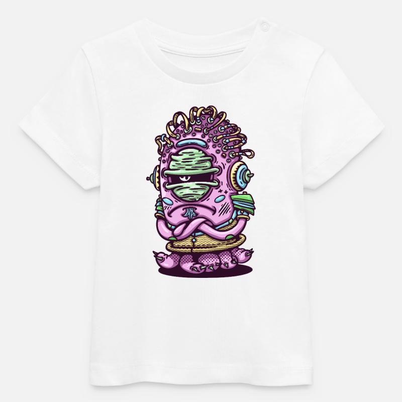 Créature extraterrestre rose de l’espace - T-shirt bébé bio Stanley/Stella - blanc