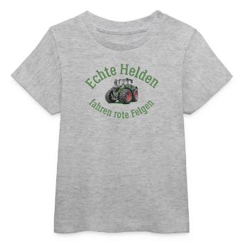 Echte Helden fahren rote Felgen! - Baby Organic T-Shirt Baby Creator von Stanley/Stella - Grau meliert - Vorne