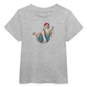 Seehund Mechaniker Schraubenschlüssel Werkstatt - Baby Organic T-Shirt Baby Creator von Stanley/Stella - Grau meliert - Vorne