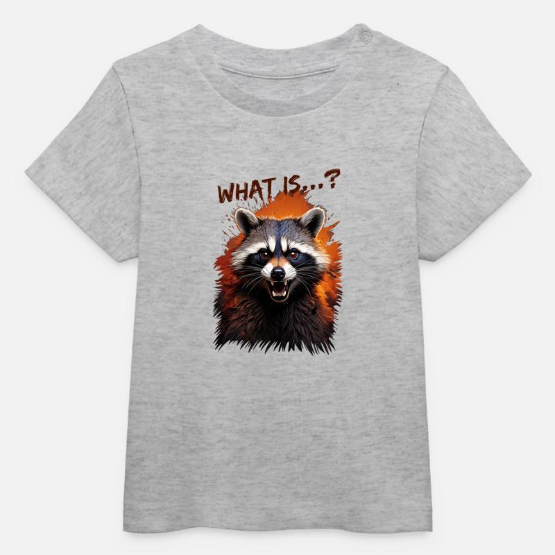 Raton laveur en colère – « Qu’est-ce que... ? » - T-shirt bébé bio Stanley/Stella - gris chiné