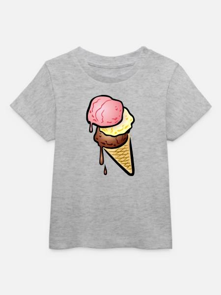 Eistüte mit drei Kugeln Eis - Baby Organic T-Shirt Baby Creator von Stanley/Stella - Grau meliert