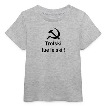 Trotski tue le Ski - T-shirt bébé bio Stanley/Stella - gris chiné - Devant