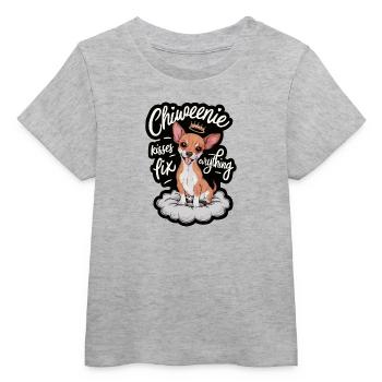 Chiweenie chien baisers Fix Everything - T-shirt bébé bio Stanley/Stella - gris chiné - Devant