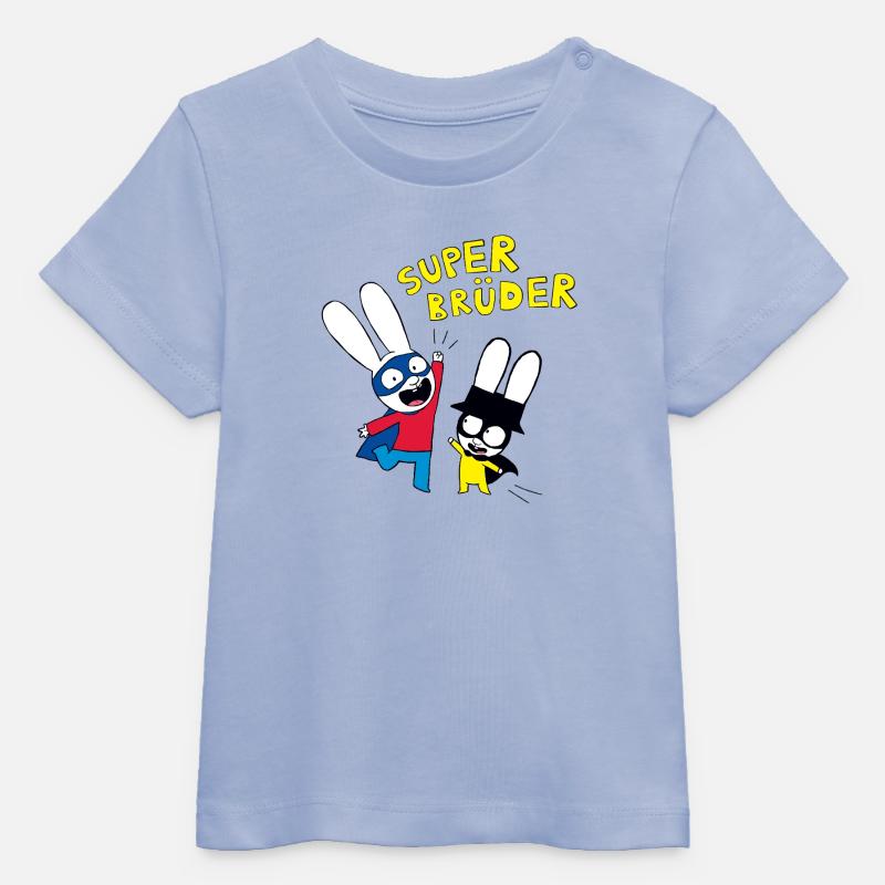 Simon Super Bunny Super Frères - T-shirt bébé bio Stanley/Stella - ciel