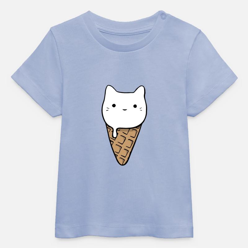 Crème glacée de chat mignon - T-shirt bébé bio Stanley/Stella - ciel