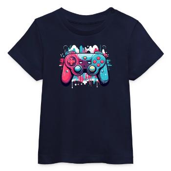 Manettes de jeu - T-shirt bébé bio Stanley/Stella - marine - Devant