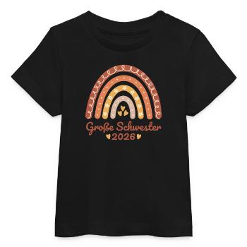 Große Schwester 2026 Regenbogen - Baby Organic T-Shirt Baby Creator von Stanley/Stella - Schwarz - Vorne