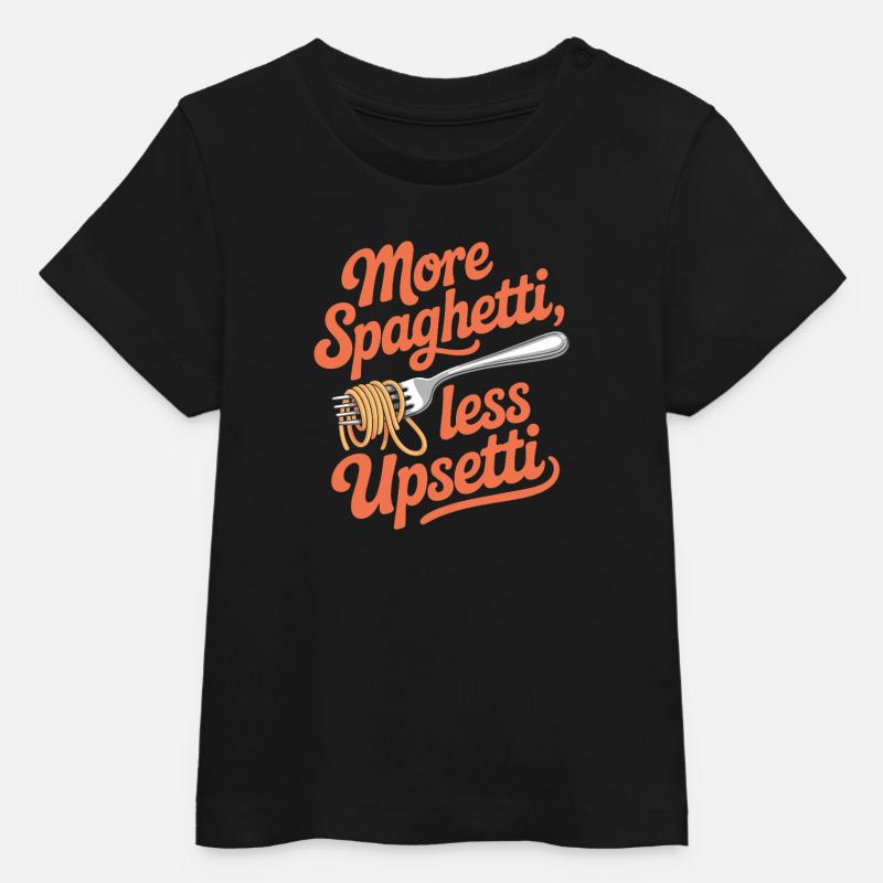 Plus de spaghettis moins de pâtes drôles Upsetti - T-shirt bébé bio Stanley/Stella - noir